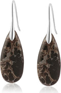 Natural Healing Stone Fishhoop Dangle Drop Earrings Statement Gold silver earrings
