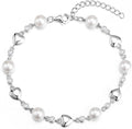 Carleen Birthstone Bracelets for Women 925 Sterling Silver Five Heart Station Created Gemstone Tennis Bracelet Jewelry Anniversary Birthday for Wife, 7"+1.2" Extender