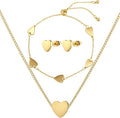 Bucherry 3 Pcs Heart Jewelry Set Bow Snowflake Jewelry Heart Pendant Chain Toggle Necklace with Bracelet Earrings Snowflake Stainless Steel Link Chain for Women Gift