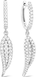 Color-D VVS1 Clarity Moissanite Leaf Angel Wings Dangle Earrings, Solid 925 Sterling Silver with Gold/White Gold Plated, Christmas Birthday Mother's Day Anniversary Earrings for Her