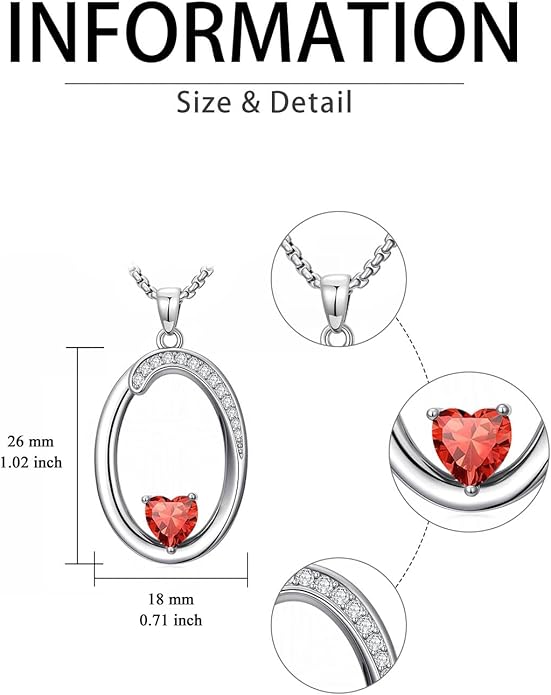 Valentines Day Gifts for Women Alphabet A to Z Initial Birthstone Pendant Necklaces for Women - 18k White Gold Plated Personalized Name Jewelry Valentine Mothers Day Birthday Gifts for Women Her Girlfriend