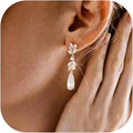 Dangle Drop Earrings for Women Wedding Bridal Rhinestone Long Cubic Zircon Dangling Crystal Chandelier Sparkly 14K Gold Plated Dainty Trendy Jewelry