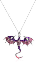 Rrdaily Gothic Dragon Necklace Crystal Enamel Dragon Pendant Necklace Vintage Dragon Animal Necklace Cartoon Flying Dragon Necklace Festival Birthday Jewelry for Men and Women