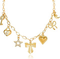 [3 Trendy Styles] Women's Necklaces - Alloy with Glass Crystals & Pearls, Electroplated O - Link Chain, Mermaid Inspired by Fantasy Aesthetics/Bow with Y2K Sweet Charm/Cherry Fruit in the Latest Kawaii Vibe, 47cm(18.5in) Chain Length + 6.5cm(2.55in) Ex...