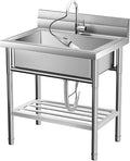 Garvee Stainless Steel Utility Sink, Commercial Kitchen Single Bowl Sink by Garvee