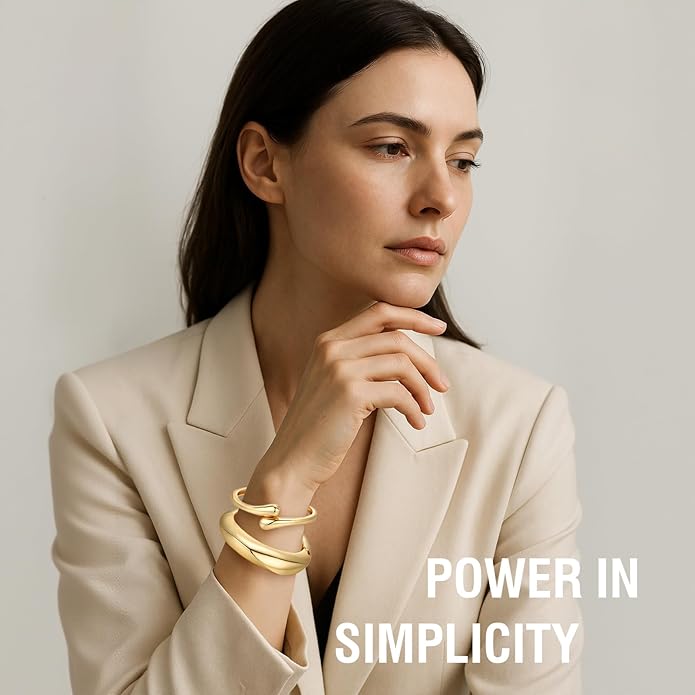 Chunky Gold Bangle Bracelets for Women Trendy 14K Gold Plated Cuff Bracelets Stack, Dainty Bracelet Sets Fashion Jewelry Gift
