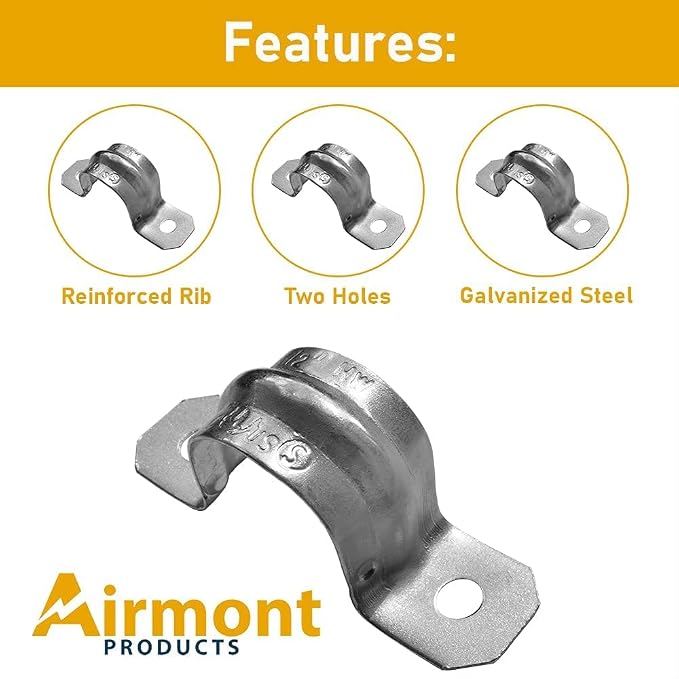 1/2-Inch EMT Two-Hole Conduit Strap — Reinforced Rib, Heavy-Duty Zinc-Plated - Image 3