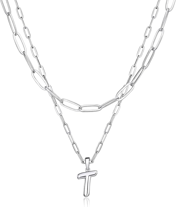 adoyi Valentines Day Gifts for Women Hers Dainty 14K Gold Plated Heart Initial Necklaces Layered Letter A-Z Pendant Necklace Stack Trendy Jewelry Birthday Valentines Day Gifts for Women Jewelry
