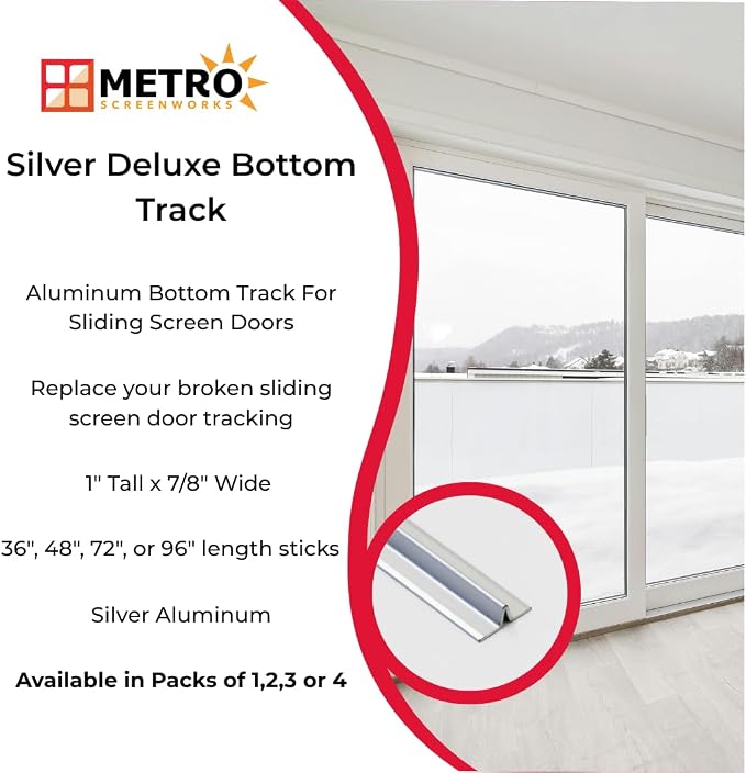 Sliding Screen Door Deluxe Bottom Track, 1” Wide 3/8” Tall - 72 in - Image 7