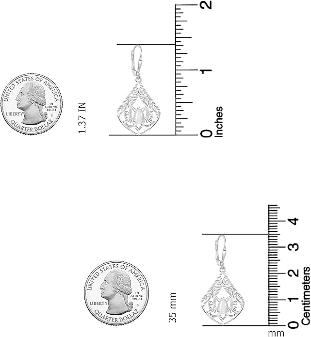 LeCalla 925 Sterling Silver Filigree Dangle Drop Leverback Earrings for Women | Long 925 Silver Dangle Leverback Earrings Hypoallergenic Filigree Tear drop Earrings Jewelry
