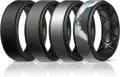 Egnaro Silicone Rings for Men 1/4/5/6/7 Multipack of Breathable Mens Silicone Rubber Wedding Rings Bands - Step Edge