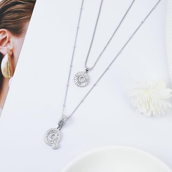 14K Gold Plated Alphabet Necklace Cubic Zirconia Letter Pendant, Personalized Name Jewelry Gift for Women, Customizable A-Z, Birthday/Mothers Day Gifts for Womens