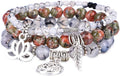UEUC Tree of Life Yoga Healing Stone Bracelets,Multilayer Lotus Chakra Stone Reiki Bracelet Sets,Anxiety Crystal Natural Stone,for Women Stress Relief