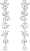 EAMTI Silver Dangle Earrings for Women Cubic Zirconia Marquise Bridal Wedding Earrings 925 Sterling Silver Post Engagement Earring