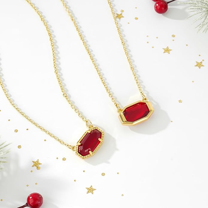 Birthstone Necklace for Women 14K Gold Plated Dainty Pendant Teen Trendy Stuff Jewelry Gift Chain 17+3 Inch