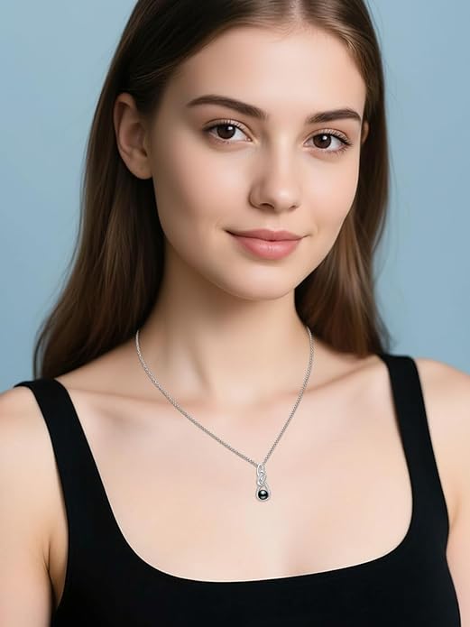Tahitian Black Pearl 18K White Gold Plated Sterling Silver Heart/Infinity/Four Leaf Clover Pendant Necklace Jewelry Gifts for Women Wife Mom Girlfriend Wedding Birthday Anniversary Christmas