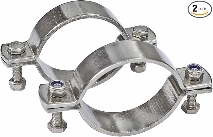 AKIHISA 2 Pcs 127-133mm Range Heavy Duty Rigid Handleless Flat Pipe Bracket by AKIHISA