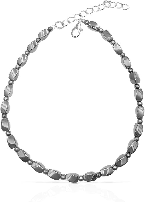 BESHEEK Rainbow Anklet Bracelet Hue Twisted Hematite and Round Artisan Beaded Anklet with Extension Handmade Hypoallergenic Beach Gala Wedding Style Jewelry