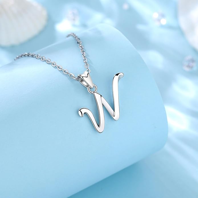 EUDORA Sterling Silver Initial Necklaces for Women, Classic 26 Letter Neckless Gifts for Girls, Sister, Mother Daughter, 18 inch Chain