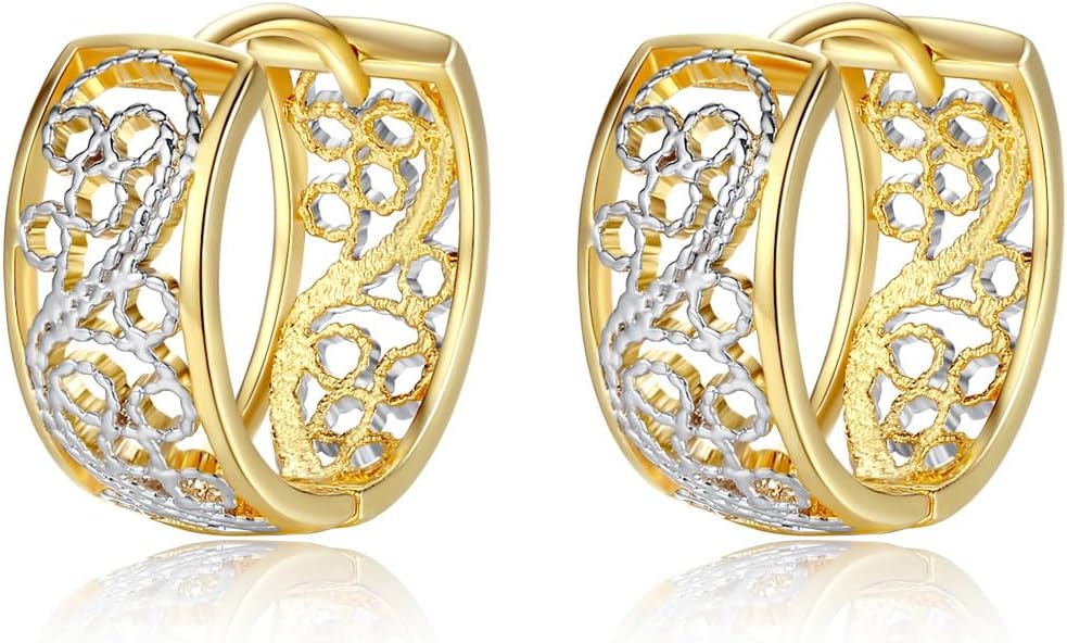 14K Gold Two - Tone Moissanite Ear Cuff Earrings for Women, Modern and Chic Style