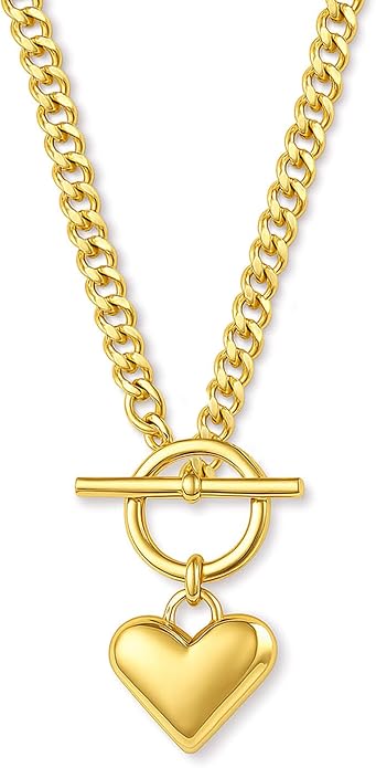 Zeffy Cute Heart Necklace 18k Gold/Silver Plated Tiny Heart Pendant Choker Necklaces Gold Love Heart Chain Necklace for Women Dainty Gold Jewelry Valentines Day Gifts for Women Girls Teen Girls
