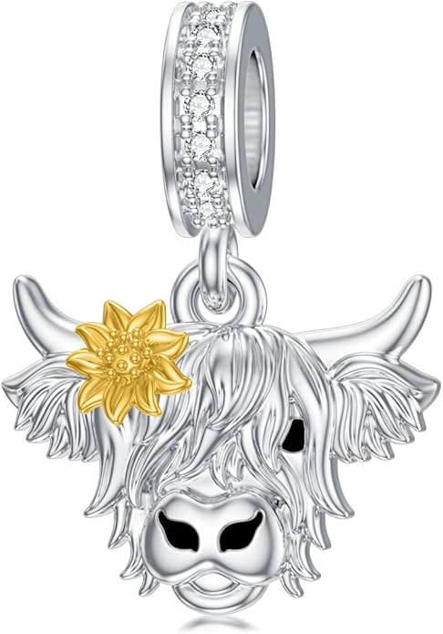 PROESS Sterling Silver/Red Panda/Cow/Highland Cow/Otter/Squirrel/Elephant/Axolotl/Cat/Fox/Bee/Butterfly/Hummingbird/Tiger/Lion/Mokeny/Koala/Dog Charm Animal Charms Bead for Jewelry Making