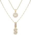 14K Gold Plated Alphabet Necklace Cubic Zirconia Letter Pendant, Personalized Name Jewelry Gift for Women, Customizable A-Z, Birthday/Mothers Day Gifts for Womens