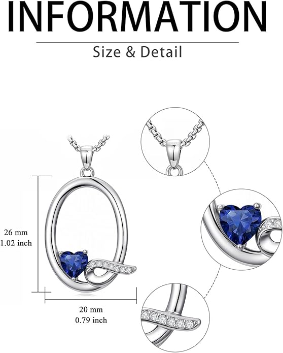 Valentines Day Gifts for Women Alphabet A to Z Initial Birthstone Pendant Necklaces for Women - 18k White Gold Plated Personalized Name Jewelry Valentine Mothers Day Birthday Gifts for Women Her Girlfriend