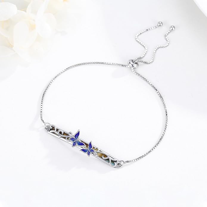 Dragonfly Bracelet 925 Sterling Silver Butterfly Bracelet Adjustable Celtic Moon Bracelet Irish Celtic Jewelry Gifts for Women