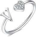 Valentines Day Gift Initial Rings for Teen Girls - S925 Heart Sterling Silver Rings for Teen Girls | 14K Gold/Rose Gold/Sterling Silver Plated Ring for Girls Kids Women Ring for Teenager Girls Gifts Adjustable, No Tarnish, Hypoallergenic