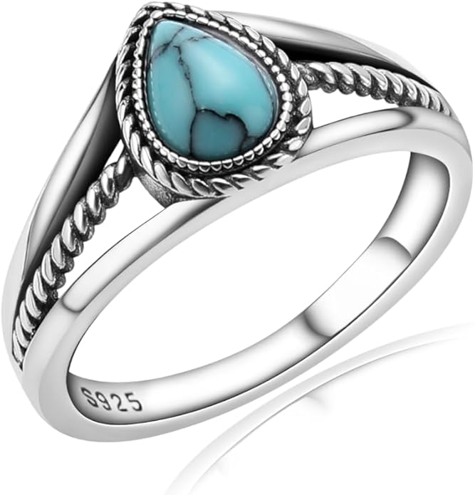 Boho Turquoise Ring for Women Sterling Silver Western Style Statement Ring Bohemian Jewelry Gifts