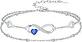 Dorunmo Infinity Heart Anklet Bracelet for Women 925 Sterling Silver Adjustable Infinity Birthstone Bracelet Friendship Jewelry Gifts for Women Birthday Christmas