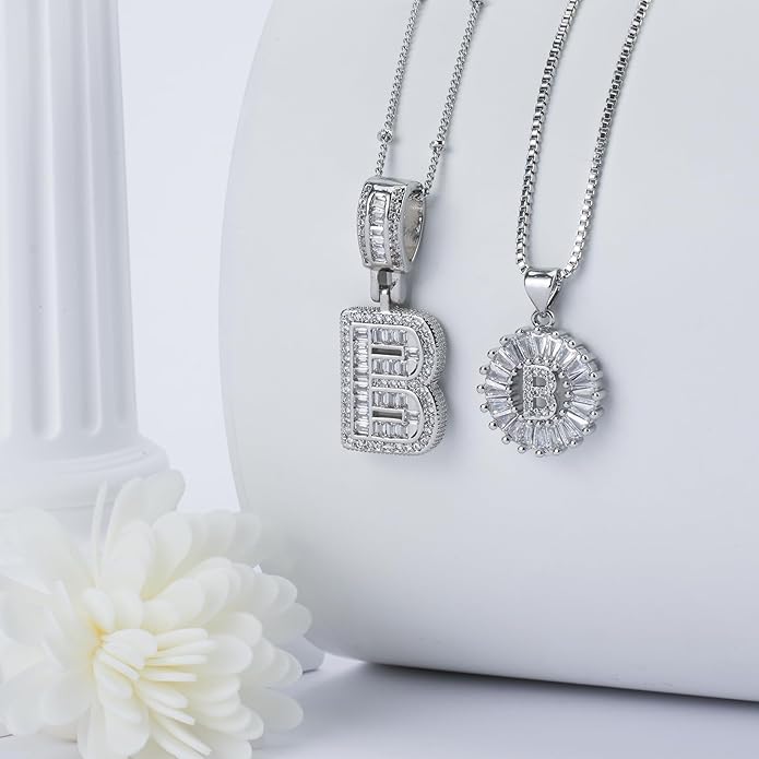 14K Gold Plated Alphabet Necklace Cubic Zirconia Letter Pendant, Personalized Name Jewelry Gift for Women, Customizable A-Z, Birthday/Mothers Day Gifts for Womens