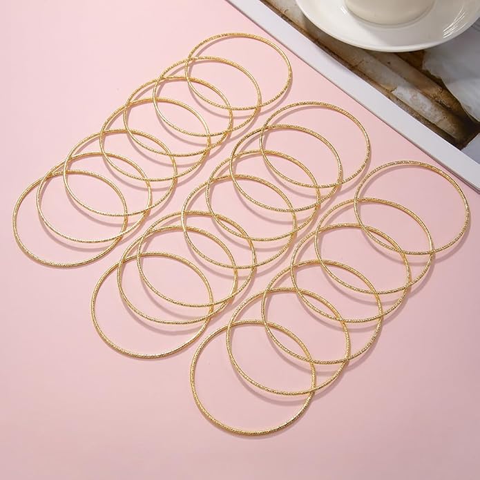 16Pcs Gold Bangle Bracelets for Women - Multi Layer Stackable Textured Bracelets Boho Jewelrys Set.