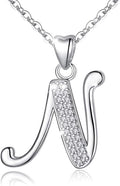 AEONSLOVE 925 Sterling Silver Initial Necklaces for Women, 26 Letters Pendants Necklace Gift for Mother, Daughter, Wife, 18 Inch Chain
