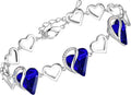 Leafael Infinity Love Heart Link Bracelets, Birthstone or Healing Stone Crystal Bracelet for Women, Silver Tone Jewelry Gifts for Her, 7-inch Chain and 2-inch Extender