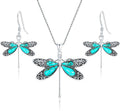 Genuine Dragonfly Turquoise Jewelry Set for Women, Sterling Silver Vintage Native American Western Jewelry Birthdays Gift for Women