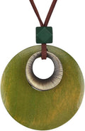 Boho Leather Necklace Women Bohemian Brown Circle Pendant Necklace Choker Long Necklaces for Women Boho Ring Large Pendant