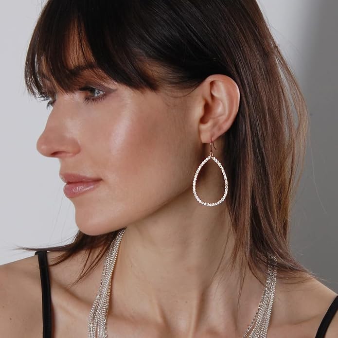 Simulated Diamond Teardrop Dangle Earrings For Women - Gold or Silver Tone with Cubic Zirconia - Hypoallergenic and Safe for Sensitive Ears
