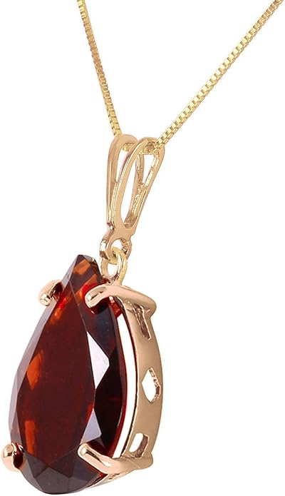 Galaxy Gold GG Genuine 14k Solid Yellow Gold Pendant Necklace with Stunning 5 Carat (CTW) Natural Garnet Gemstone Pendant