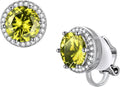 FindChic Sparkling Birthstone Clip On Earrings for Women, Silver Plated Stud Earrings 8MM Cubic Zirconia Non Pierced Studs, 12 Months Birthday Jewelry Gift