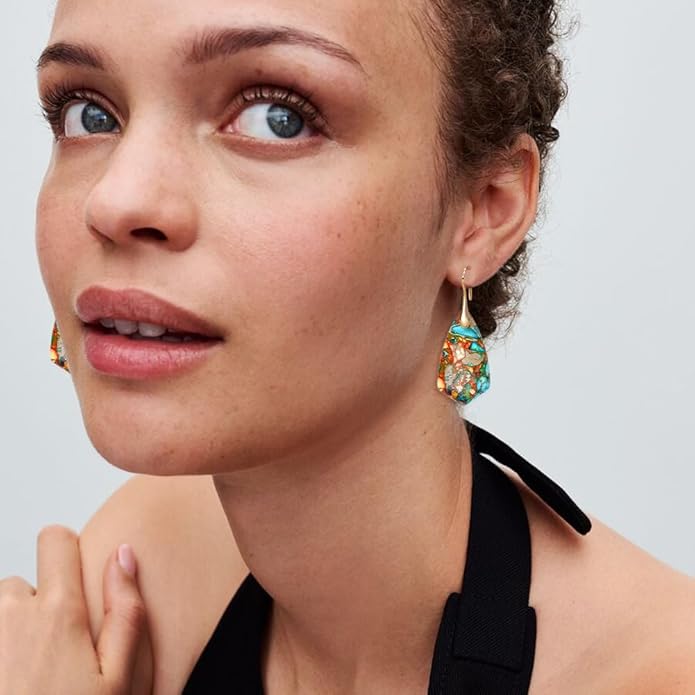 Natural Stone Earrings Multishape Dangle Drop Earrings Boho Stone Earring for Women