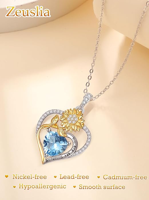 Valentine's Day Gifts for Wife 925 Sterling Silver Double Birthstone Pendant Necklaces I Love You for Always and Forever Necklace Anniversary Birthday Gifts for Wife Girlfriend Mom Her