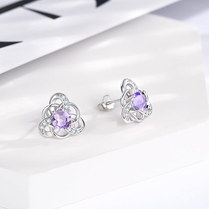 MEDWISE 925 Sterling Silver Birthstone Stud Earrings for Women Birthday Jewelry Gifts for Daughter Mother Women Valentines Day Gifts for Her