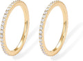 PAVOI 14K Gold Plated Solid 925 Sterling Silver CZ Simulated Diamond Stackable Ring Eternity Bands for Women