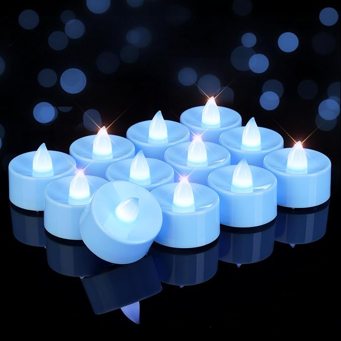 Homemory 24-Pack Light Blue Flameless Battery Tealight Candles, 200+ Hours | by Homemory