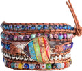 YGLINE Boho Handmade Wrap Leather Tube Crystal Stone Bracelet for Women