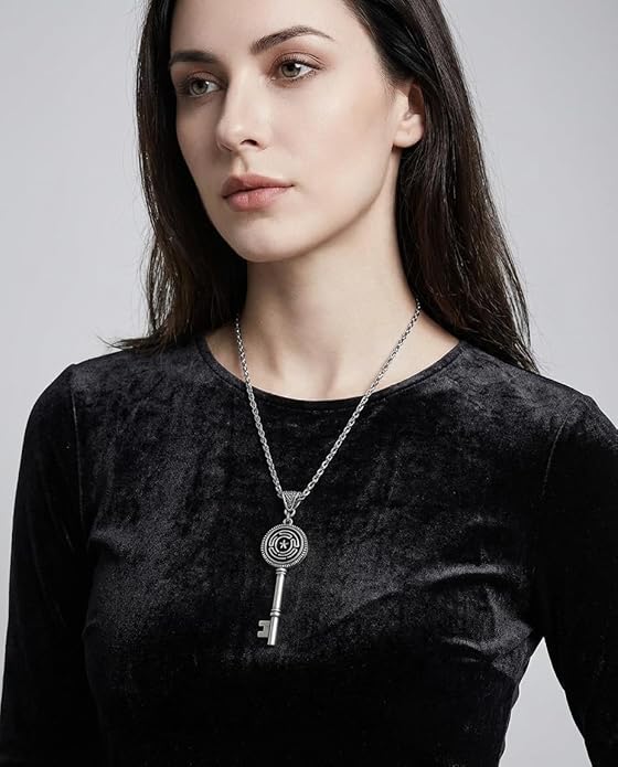 Hecate Key Necklace for Men Women, Alloy Steel Witchcraft Amulet Pendant, Goddess Protection Jewelry, Birthday Gift for Her Him