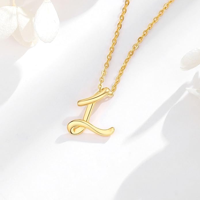 EUDORA Sterling Silver Initial Necklaces for Women, Classic 26 Letter Neckless Gifts for Girls, Sister, Mother Daughter, 18 inch Chain
