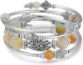 BULINLIN Layered Wrap Bangle Turquoise Bracelet - Bead Bracelet with Natural Agate Stone, Gifts For Women